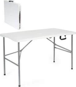 Toboli Klaptafel 120x60x74cm Campingtafel Wit; Bijzettafel, Inklapbare Tafel - Multistrobe -Buiten Kamperen 1051x1200
