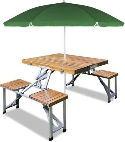Merkloos Deuba Picknicktafel Campingtafel - Opvouwbaar Voor 4 Personen - Hout En Aluminium -Buiten Kamperen 1053x1200 1