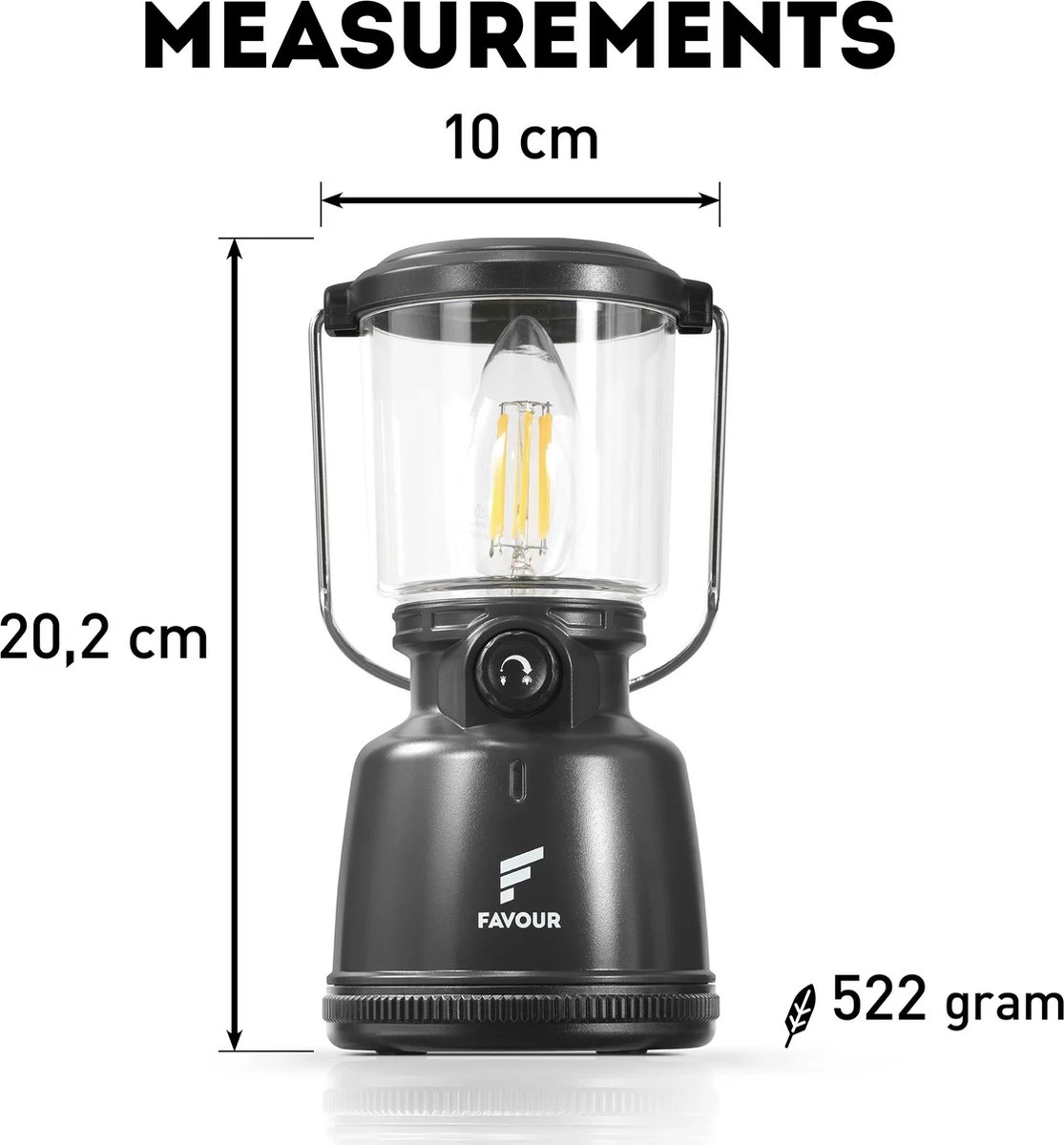 Favour L0818 Retro Camping Lamp Oplaadbaar LED, 320 Lumen, IP64 Waterdicht, Draagbare Kampeerlamp, Tentlamp, Acculamp, Traploos Dimbare Lamp Incl. Kaarslicht-modus, Zwart 4 Favour L0818 Retro Camping Lamp Oplaadbaar LED, 320 Lumen, IP64 Waterdicht, Draagbare Kampeerlamp, Tentlamp, Acculamp, Traploos Dimbare Lamp Incl. Kaarslicht-modus, Zwart - Afbeelding 2