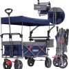 AREBOS Premium Steekwagen Met Dak Opvouwbare Tuinkar Handkar Bolderkar Blauw / Grijs -Buiten Kamperen 1136x1200 2