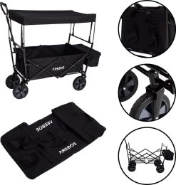 AREBOS Handwagen Vouwbare Dak Handwagen Vouwbare Trolley Uitrustingswagen Zwart -Buiten Kamperen 1141x1200 5