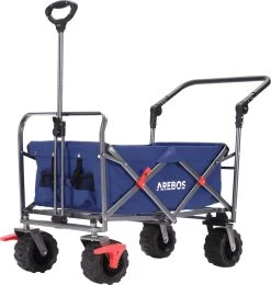 AREBOS Handkar | Transportwagen | Apparatuurwagen | Opvouwbaar | Duwstang| Blauw -Buiten Kamperen 1142x1200 3