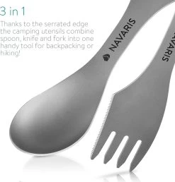Navaris 2x Spork Titanium Campingbestek - Vork, Mes En Lepel In één - Bestek Voor Onderweg En Op Reis - Lichtgewicht - Inclusief Bewaarzakje -Buiten Kamperen 1148x1200 11