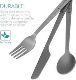 Navaris Campingbestek Van Titanium - Set Met Vork, Mes En Lepel - Bestekset Voor Onderweg En Op Reis - Inclusief Karabijnhaak En Bewaarzakje -Buiten Kamperen 1152x1200 3