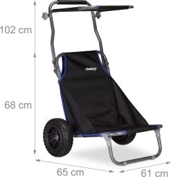 Relaxdays Strandkar Opvouwbaar - Strandstoel Met Zonnedak - Strand Stoel Op Wielen -Buiten Kamperen 1162x1200