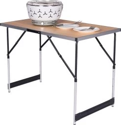 Kamyra® Campingtafel Inklapbaar - Kampeertafel, Partytafel - Opvouwbaar, Lichtgewicht & In Hoogte Verstelbaar - Aluminium/Hout -Buiten Kamperen 1169x1200