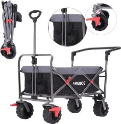 AREBOS Handkar | Transportwagen | Apparatuurwagen | Opvouwbaar | Duwstang| Zwart