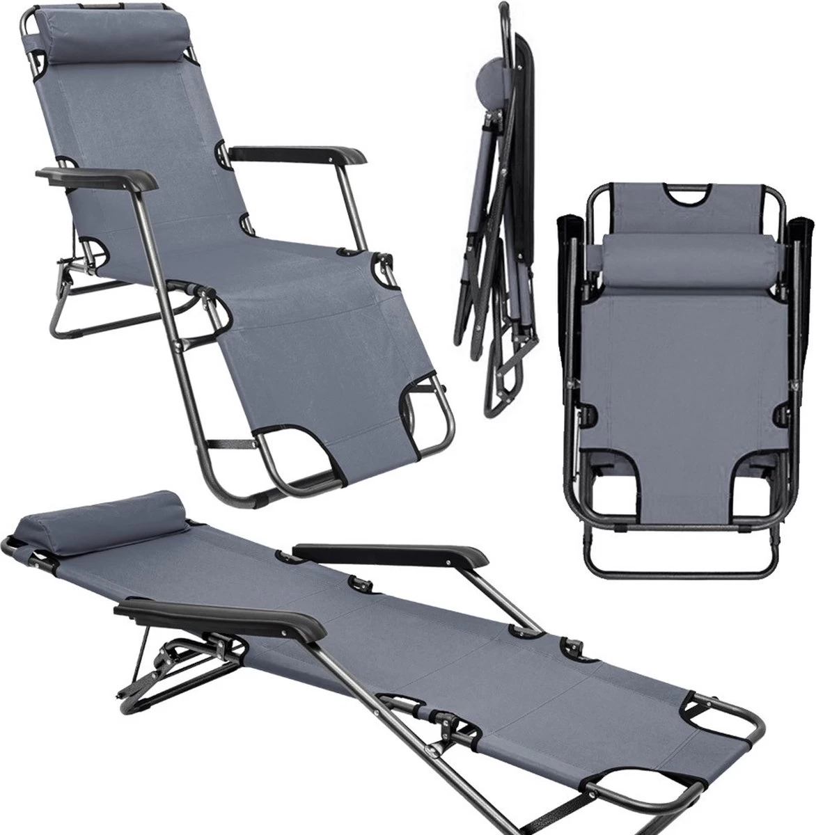 Ligstoel Opvouwbaar 155x60cm - Lichte Ligbed Relaxstoel Tuinstoel Campingstoel Strandstoel 3 Ligstoel Opvouwbaar 155x60cm - Lichte Ligbed Relaxstoel Tuinstoel Campingstoel Strandstoel