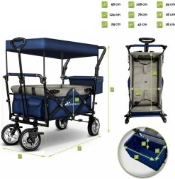 Tresko- Bolderkar, Grijs, Opvouwbaar, Met Dakje, Geschikt Tot 80 Kg - Bolderwagen - Kinderenvervoer - Bolderkarren - Tuinkar - Kinderwagen -Buiten Kamperen 1176x1200 5