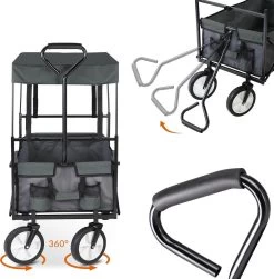 Monzana Bolderkar Opvouwbaar - 100 Liter - Met Afneembaar Dak Grijs -Buiten Kamperen 1180x1200 4