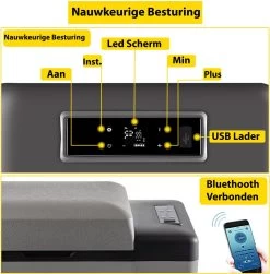 Vevor Auto Koelbox - Mini Koelkast Vriezer - Draagbare Vriezer/Koelkast - Elektrische Koelbox - Mini Vriezer - Auto Koelkast - 35 Liter - Tot -20˚C - 12V/240V - Grijs -Buiten Kamperen 1181x1200