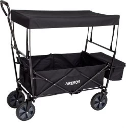 AREBOS Handwagen Vouwbare Dak Handwagen Vouwbare Trolley Uitrustingswagen Zwart -Buiten Kamperen 1183x1200 5
