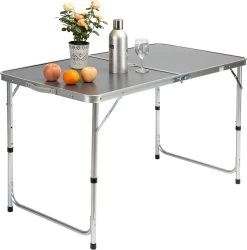 Casaria Campingtafel – Inklapbaar Verstelbaar - 120x60x70 Cm Grijs -Buiten Kamperen 1185x1200