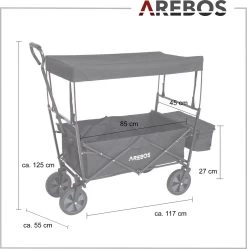 AREBOS Handwagen Vouwbare Dak Handwagen Vouwbare Trolley Uitrustingswagen Zwart -Buiten Kamperen 1188x1200 6