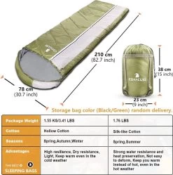 COVACURE 1.5/0.8kg Slaapzak, 3 Seizoenen Ultra Warm & Lichtgewicht Slaapzak Voor Volwassenen, Envelop Compacte Outdoor Slaapzakken Met Draagbare Compressie Tas Voor Camping, Rugzakken, Wandelen... -Buiten Kamperen 1189x1200 6