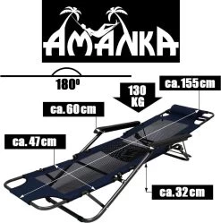 Ligstoel 155x60cm - Opvouwbaar Campingstoel Ligbed Strandstoel Tuinstoel Vouwligstoel Blauw -Buiten Kamperen 1190x1200 1