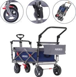 AREBOS Premium Steekwagen Met Dak Opvouwbare Tuinkar Handkar Bolderkar Blauw / Grijs -Buiten Kamperen 1191x1200 3