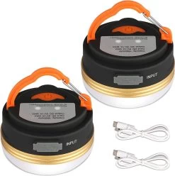 Albrillo Campinglamp LED 2 Stuks Campinglantaarn USB Oplaadbaar Campinglicht, 3 Modi Waterdicht Met 1800mAh Powerbank LED Campinglantaarn Tentverlichting Voor Vissen, Wandelen, Kamperen, Noodgevallen