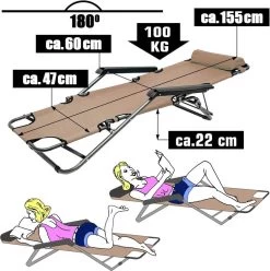Ligstoel Opvouwbaar 155x60cm - Lichte Ligbed Relaxstoel Tuinstoel Campingstoel Strandstoel -Buiten Kamperen 1196x1200 1