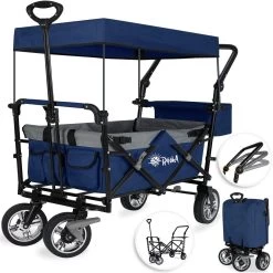 Rijoka Luxe Opvouwbare Bolderkar/Bolderwagen | Met Dakje En Draagtas | Marine Blauw -Buiten Kamperen 1198x1200 13
