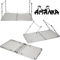 Aluminium Kampeertafel 120x60cm - Campingtafel Inklapbaar - 3-voudig Verstelbare Vouwtafel Antraciet -Buiten Kamperen 1198x1200 2