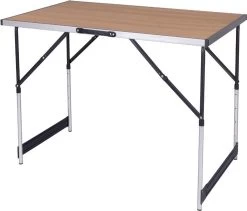 Kamyra® Campingtafel Inklapbaar - Kampeertafel, Partytafel - Opvouwbaar, Lichtgewicht & In Hoogte Verstelbaar - Aluminium/Hout -Buiten Kamperen 1200x1025