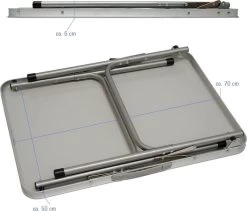 Alu Campingtafel 70x55cm - Inklapbbar Kampeertafel - Picknicktafel Licht Vouwtafel Klaptafel Grijs -Buiten Kamperen 1200x1026