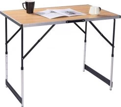 Kamyra® Campingtafel Inklapbaar - Kampeertafel, Partytafel - Opvouwbaar, Lichtgewicht & In Hoogte Verstelbaar - Aluminium/Hout -Buiten Kamperen 1200x1066