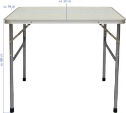 Alu Campingtafel 70x55cm - Inklapbbar Kampeertafel - Picknicktafel Licht Vouwtafel Klaptafel Grijs -Buiten Kamperen 1200x1072
