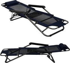 Ligstoel 155x60cm - Opvouwbaar Campingstoel Ligbed Strandstoel Tuinstoel Vouwligstoel Blauw -Buiten Kamperen 1200x1080