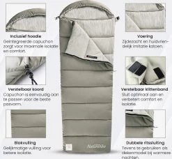 Naturehike® Slaapzak Katoen - 6 Tot 1 Graden - Slaapzakken Volwassenen - 220*80cm - 4 Seizoenen Slaapzak Lente, Zomer, Herfst & Winter - Lichtgewicht & Waterdicht -Buiten Kamperen 1200x1106 5