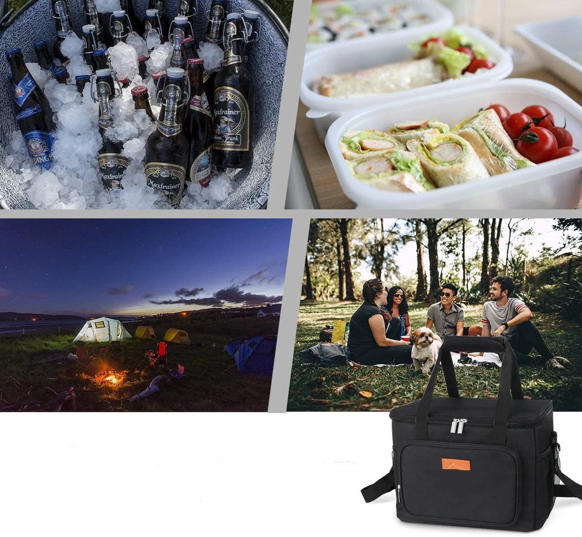 Lunchtas - Koeltas Voor Dames En Heren - Cool Bag - 4 Laags Geïsoleerde Koeltas - Kleine Cooler - Lunch Box - Lunchtas 15 Liter- Zwart 6 Lunchtas - Koeltas Voor Dames En Heren - Cool Bag - 4 Laags Geïsoleerde Koeltas - Kleine Cooler - Lunch Box - Lunchtas 15 Liter- Zwart - Afbeelding 4