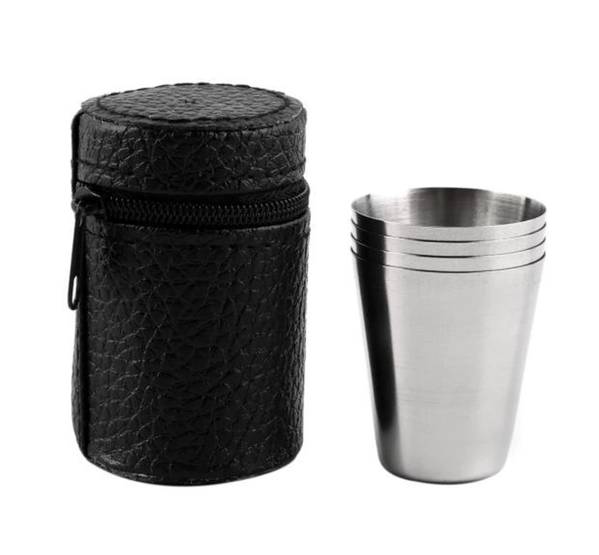 6x Rvs Shot Bekertjes - Borrelglaasjes - Thee/ Koffie Beker - Shotjes Met Leren Case - Bekers 30 ML 6 6x Rvs Shot Bekertjes - Borrelglaasjes - Thee/ Koffie Beker - Shotjes Met Leren Case - Bekers 30 ML - Afbeelding 4