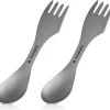 Navaris 2x Spork Titanium Campingbestek - Vork, Mes En Lepel In één - Bestek Voor Onderweg En Op Reis - Lichtgewicht - Inclusief Bewaarzakje -Buiten Kamperen 1200x1114 3