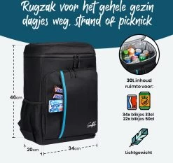 Sunflake Koelrugzak Groot - Lunchtas - Koeltas Backpack Voor Dames & Heren - Zwart -Buiten Kamperen 1200x1132 1