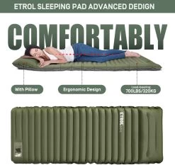 ETROL Camping Slaapmat-2-in-1 Zelfopblazende Kampeermat Met Kussen (78"x 28"), Lichtgewicht, Dik 4"compact Kussen, Geschikt Voor Zelfrijdende Reizen, Lekvrije, Waterdichte Tent -Buiten Kamperen 1200x1132 5