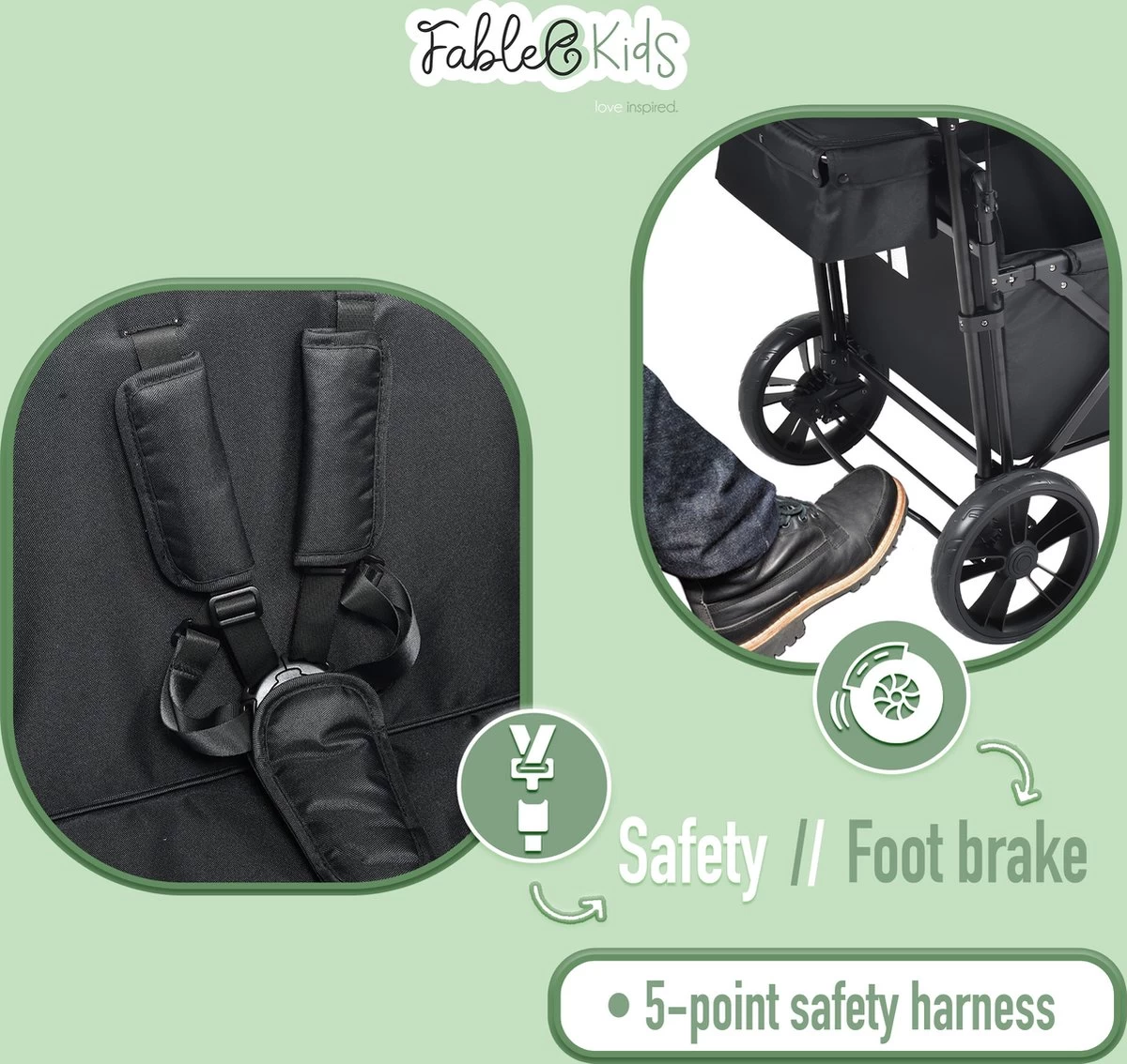 FableKids LEO X2 Lite Opvouwbare Handkar Met Dak Onyx Zwart 11 FableKids LEO X2 Lite Opvouwbare Handkar Met Dak Onyx Zwart - Afbeelding 9