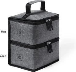 Merkloos Koeltas Met Dubbel Compartiment - Lunchtas - Koeltasje Lunch - Koelelementen - Koud - Warm - Isolatie - Volwassenen - Dames - Heren - 14 X 22 Cm - Polyester - RPET - Aluminium - Grijs -Buiten Kamperen 1200x1144 2