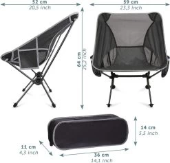 Smartpeas Camping Stoel Van Stevig 600D Polyester En Aluminium - Lichtgewicht En Opvouwbaar - Camping Gadget Inclusief Zijzakken +Plus: Strandmat & Draagtas -Buiten Kamperen 1200x1150 1