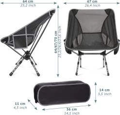 Smartpeas Campingstoel Van Stevig 600D Polyester En Aluminium - Lichtgewicht En Opvouwbaar - Camping Gadget Inclusief Zijzakken +Plus: Strandmat & Draagtas -Buiten Kamperen 1200x1150
