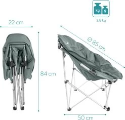 Navaris Klapstoel XXL - Campingstoel Met Opbergtas - Draagbare Stoel Voor Kamperen, Festivals En Vissen -Strandstoel - Inklapbaar - Grijs -Buiten Kamperen 1200x1150 4