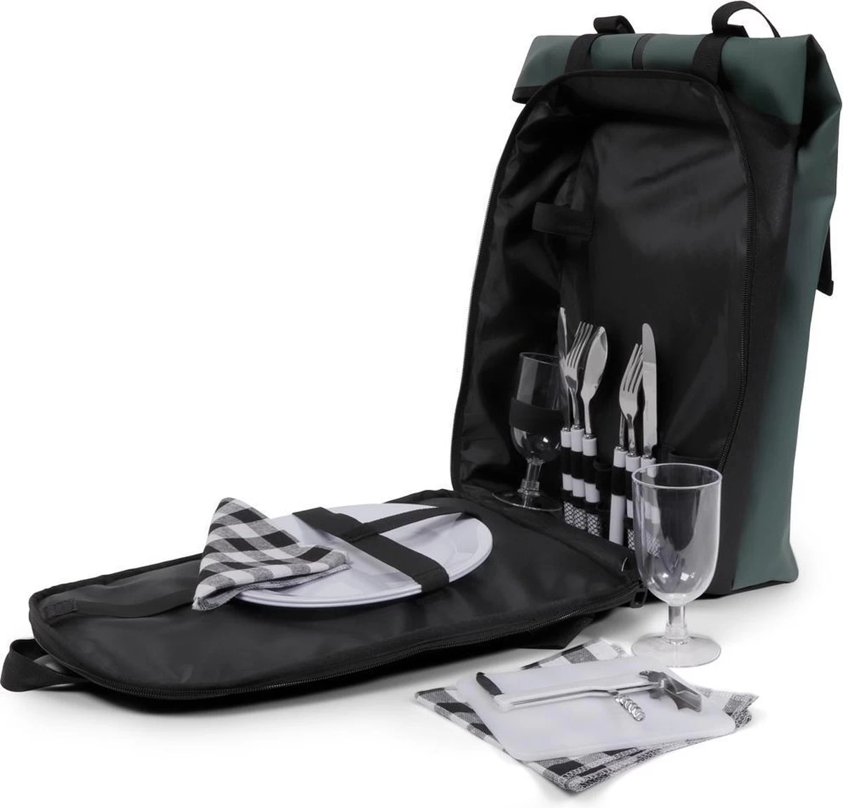 Norländer Picknick Rugtas - Koeltas - Inclusief Bestek - Groen 3 Norländer Picknick Rugtas - Koeltas - Inclusief Bestek - Groen