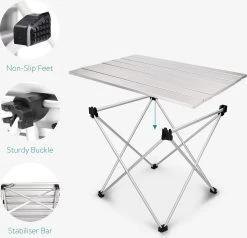 Navaris Campingtafel - Inklapbaar Campingtafeltje Van Aluminium - Opvouwbare Tafel Inclusief Draagtas - Picknicktafel - Zilver 14 Navaris Campingtafel - Inklapbaar Campingtafeltje Van Aluminium - Opvouwbare Tafel Inclusief Draagtas - Picknicktafel - Zilver -Buiten Kamperen 1200x1156