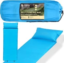 Springos Slaapmat | Zelfopblazend | 186 Cm | Inclusief Hoes & Hoofdkussen | Lichtblauw -Buiten Kamperen 1200x1175 2