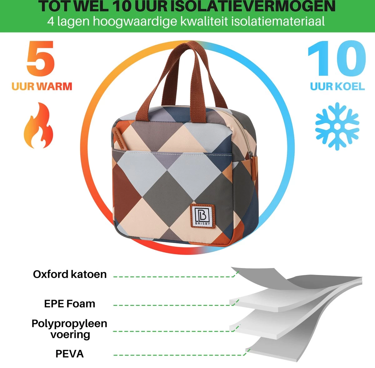 Brisby 4 Laags Geïsoleerde Koeltas - Lunchtas 4 Liter - Blok 6 Brisby 4 Laags Geïsoleerde Koeltas - Lunchtas 4 Liter - Blok - Afbeelding 5