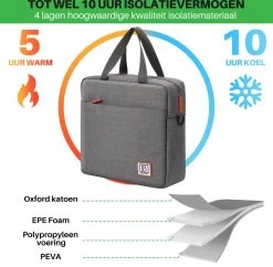 Brisby 4 Laags Geïsoleerde Koeltas - Lunchtas 7 Liter - Donkergrijs -Buiten Kamperen 1200x1178 2