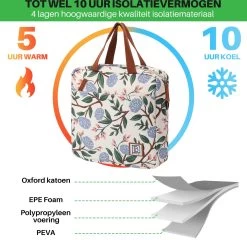 Brisby 4 Laags Geïsoleerde Koeltas - Lunchtas 7 Liter - Bloemetjes Wit -Buiten Kamperen 1200x1178 6