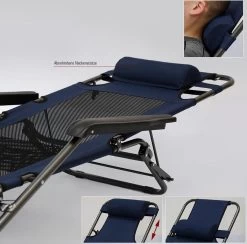 Ligstoel 155x60cm - Opvouwbaar Campingstoel Ligbed Strandstoel Tuinstoel Vouwligstoel Blauw -Buiten Kamperen 1200x1184 2