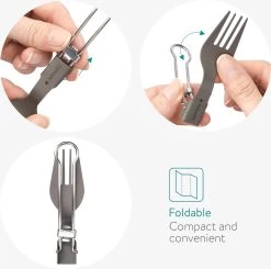 Navaris Campingbestek Van Titanium - Set Met Vork, Mes En Lepel - Inklapbaar - Bestekset Voor Onderweg - Inclusief Karabijnhaak En Bewaarzakje -Buiten Kamperen 1200x1188 4