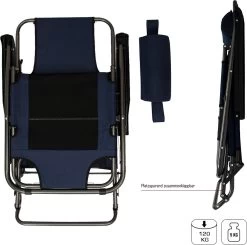Ligstoel 180x60cm - Opvouwbaar Campingstoel Ligbed Strandstoel Tuinstoel Vouwligstoel Blauw -Buiten Kamperen 1200x1191